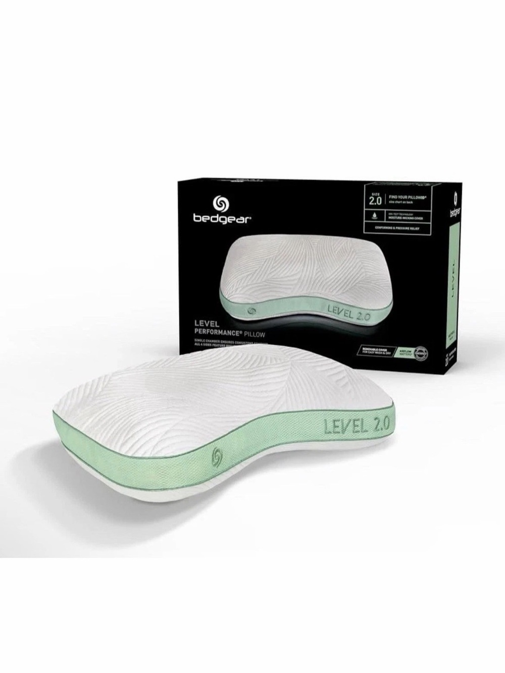 Bedgear Level Cuddle Performance Pillow 2.0 Firm Cooling for Side Sleeping
